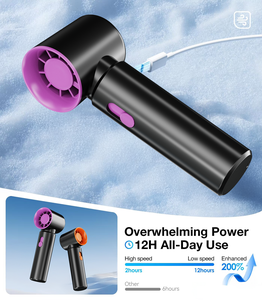 Ventilateur portable rechargeable 3000 mAh, mini turbo, moteur sans balais, faible bruit, fonctionne sur batterie, pour l'extérieur - Product Image 3
