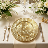 Assiette de présentation ronde en plastique PP de 33 cm, style américain de luxe, motif géométrique personnalisé pigmenté, vente directe usine pour fêtes