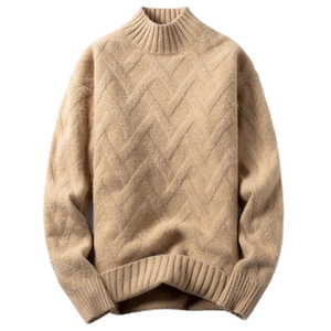 Pull à col roulé pour homme, tricoté épais, chaud pour l'hiver, motif géométrique - Product Image 1