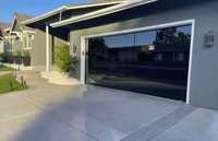 Puerta de Garaje Moderna Automática Corredera de Vidrio Esmerilado Transparente y Aleación de Aluminio BOCHARM con Persiana Enrollable y Característica Impermeable