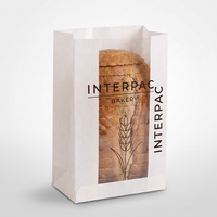 Sacs à pain en papier kraft durables et recyclables de qualité alimentaire avec fenêtre transparente, pour boulangerie, emballage de vente au détail, logo personnalisé, lait