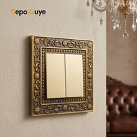Prise murale vintage de luxe en alliage d'aluminium pour villa, style européen, 1/2/3 postes, 1/2 voie, 4 prises