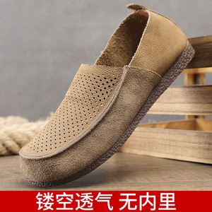 Mocasines de Gamuza para Hombre, Punta Redonda, Sin Cordones, Transpirables, Casuales de Verano, Forro de Cuero Genuino, Suela de Goma - Product Image 5