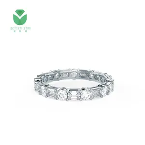 Wholesale Price Pave Setting Full Lab Grown Diamond Wedding Ring CVD Synthetic Diamond Engagement Ring Wedding Jewelry For Women