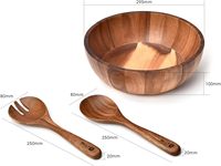Ensemble de saladiers en bois d'acacia de 12 pouces, grand saladier à mélanger avec des serveurs, grand saladier