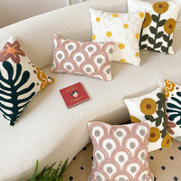 Taie d'oreiller fleur brodée en gros 45*45 décor luxe velours housses de coussin tufté jeter Boho taies d'oreiller