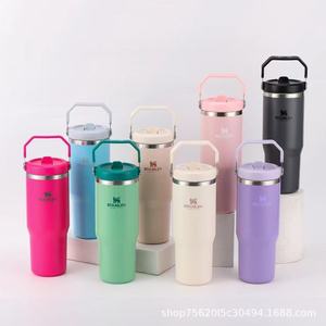 Comercio Exterior de Vasos Térmicos de Acero Inoxidable 304 Sellados al Vacío de 30oz, Trituradora de Hielo Portátil para Coche y Exteriores con Asa y Pajita - Product Image 2