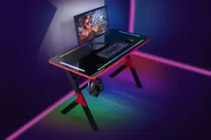 Motor Best Modern Office Furniture Lifting Computer Electric Stand Up Computer Desk rgb light gaming desk