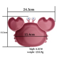 Vaisselle en Silicone en forme de crabe de dessin animé assiette à dîner en Silicone sans BPA avec ventouse