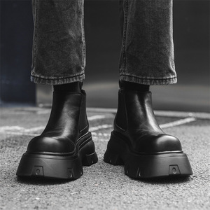 Bottes Chelsea noires de haute qualité pour hommes, confortables, en PU, design montant, antidérapantes, décontractées, de luxe, pour l'hiver et l'été, semelle intérieure en PU durable - Product Image 6