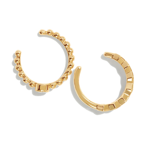 Gemnel Fine Jewelry Gold Plated Bead Diamond Alveole Cuff Earring Set - Product Image 3