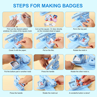 Mecolour 50*50mm Aimants carrés durables, machine à badges aimantés pour réfrigérateur, machine à badges à bouton, machine à badges à épingle