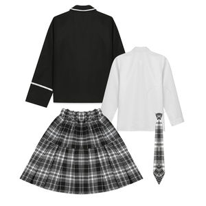 Uniforme scolaire JK pour femmes sur mesure, <span class=keywords><strong>style</strong></span> britannique, chemise à manches longues cintrée avec cravate, badge, broche, <span class=keywords><strong>jupe</strong></span> plissée - Product Image 5