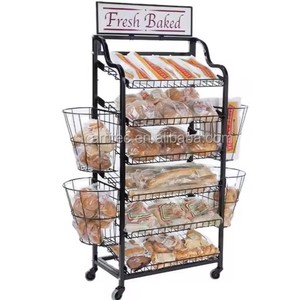 Estante de exhibición de metal de supermercado para pan y artículos de panadería para uso en tienda embalado en cajas de cartón - Product Image 1
