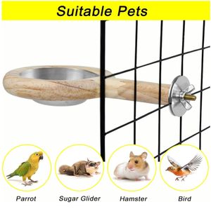 Modern Eco-Friendly Wooden <strong>Bird</strong> Feeder with Stainless Steel Cups Perches Pet Interactive Movement <strong>Toys</strong> for Water <strong>Drinking</strong> Food - Product Image 4