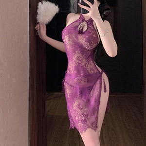 Listo para Enviar: Lencería Erótica de Talla Grande, Camisón Sexy Estilo Cheongsam con Aberturas y Cintura Alta - Product Image 1