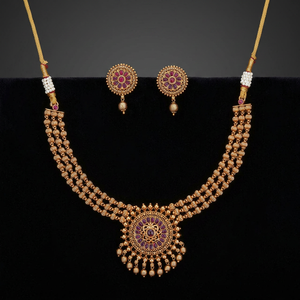 Latest Handmade Export Quality Matte Gold Plated Classic Women's Antique Necklace Set 217336 for Wedding Engagement Party - Product Image 3