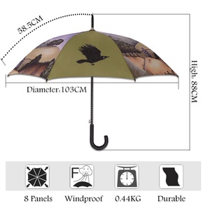 Durable Heavy Duty Custom Logo Printed Windproof UV Sublimation Pattern Manual Metal Straight <b>Umbrella</b> for Adults OEM ODM - Product Image 5