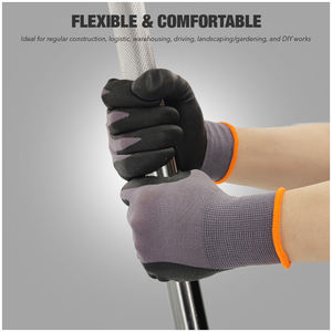 Guantes DE SEGURIDAD grises de nailon de punto sin costuras recubiertos de nitrilo de microespuma para el trabajo y la mejora del hogar cómodos y protectores - Product Image 6