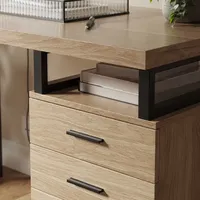 Bureau Effecti en chêne Table d'étude à pieds en métal avec 3 tiroirs offrant amplement d'espace pour un bureau d'ordinateur