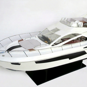 Modèle de bateau en bois SUNSEEKER 68 SPORT YACHT, artisanat peint, décoration d'intérieur européenne, cadeau original - Product Image 1