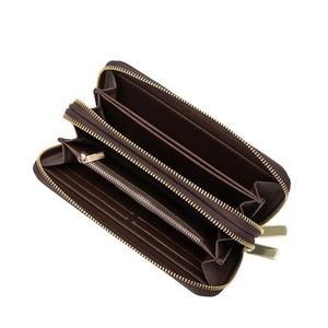 Portefeuilles pour femmes en cuir véritable vintage brun avec logo personnalisé RFID 2024 Portefeuilles à rabat Vente chaude Portefeuille long en cuir pour téléphone - Product Image 3