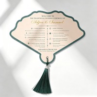 Invitación de abanico personalizada para ceremonia Nikah, tarjeta de agradecimiento con impresión a doble cara, tarjeta de programa, abanico de papel para boda musulmana
