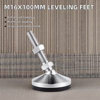 Pieds de mise à niveau réglables en métal d'acier inoxydable de M16X100mm diamètre de 80-100mm avec les tasses de pied articulées par base en caoutchouc antidérapante