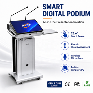 Pupitre interactif en métal avec écran numérique, écran tactile intelligent, lutrin multimédia pour présentations, conférences, églises - Product Image 1