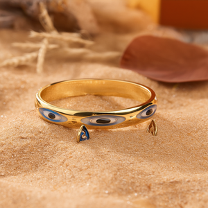 Bracelet tendance en acier inoxydable 316L plaqué or PVD, motif œil bleu, accessoire de bijouterie pour femme - Product Image 3