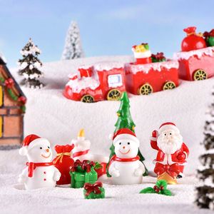 Figurines en résine mignonnes, ornements miniatures, décorations de Noël, petites figurines de Père Noël et bonhomme de neige, breloques, statue de paysage de jardin - Product Image 3