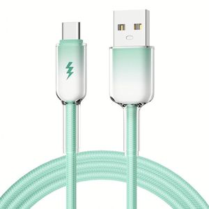 1M 2M Transparent Crystal Nylon Braided <b>Cable</b> Type C PD 60W C-C Fast Charging Phone <b>Cable</b> - Product Image 2