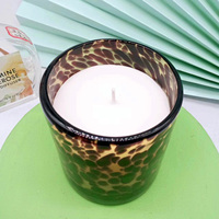 Bougie personnalisée en pot de cire de soja de couleur ambre à motif imprimé léopard pour la décoration intérieure et les vacances