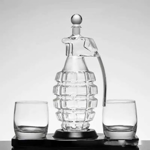 Decantador de Alta Calidad con 2 Vasos Transparentes, Soporte de Madera, Estilo Clásico, Botella de Vino o Whisky con Forma de <span class=keywords><strong>Granada</strong></span> - Product Image 2