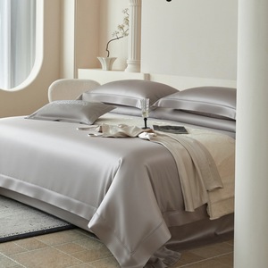 100% Egyptian Cotton Four-Piece <b>Bedding</b> Set 600TC Satin Solid Color Breathable Hotel Style <b>Bedding</b> - Product Image 2
