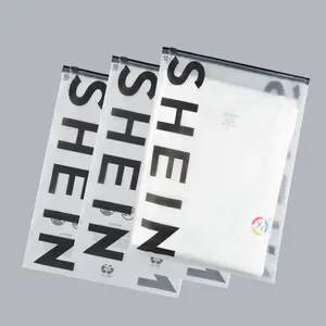 Mat baskı özel poli fermuarlı kilit buzlu plastik ambalaj fermuar konfeksiyon ambalaj çanta giysi için eva ile logo