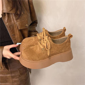 Nouvelles Chaussures Décontractées Polyvalentes à Plateforme en Daim à Lacets pour Femme, Style Rétro Élégant, Rehaussantes, Collection Printemps 2026 - Product Image 2