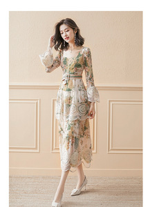 Nuevo vestido largo <span class=keywords><strong>elegante</strong></span> <span class=keywords><strong>para</strong></span> <span class=keywords><strong>mujer</strong></span>, vestido con estampado Floral de gasa, atractivo vestido ajustado de <span class=keywords><strong>pastel</strong></span> <span class=keywords><strong>para</strong></span> damas - Product Image 2