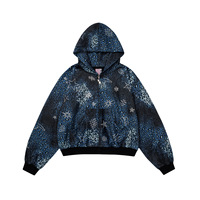 Haut de gamme imprimé léopard clouté diamant Design unisexe lourd court et large veste à capuche de style