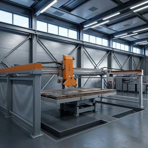 Scie à pont industrielle ACME 80 degrés avec table élévatrice, machine de découpe de pierre 11 kW, épaisseur 50 mm pour la découpe de granit, marbre et quartz - Product Image 1