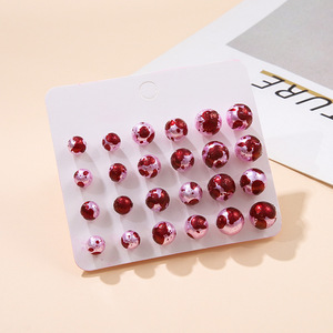 Christmas Horror Bloodstained Stud <b>Earrings</b> Imitation Pearl <b>Red</b> Paint Party Jewelry 12 Pairs - Product Image 1