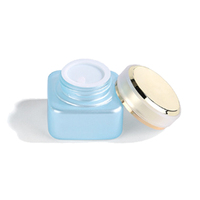 Contenants carrés pour crème pour le visage 15g 20g 30g 50g Emballage cosmétique de crème pour les yeux personnalisé Bocaux en verre à double paroi avec couvercle en or