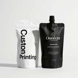 ถุงซิปพลาสติกเมล็ดกาแฟกล่องแบนด้านล่างแปดด้านเคลือบเงากระเป๋ากาแฟสีเทารีไซเคิลได้โลโก้ที่กำหนดเอง - Product Image 2