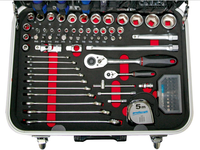 Kit d'outils de réparation automobile en acier au carbone OEM 153 pièces, ensemble de clés à douilles portables avec coffret en ABS et aluminium, vente chaude