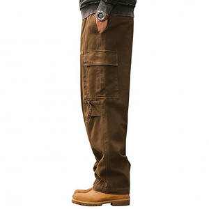 Rainbow Spray Vintage Streetwear Kledingfabrikant 100% Katoenen Wasbare Werkbroeken Rechte Pijp Multi-pocket Cargo Broeken voor Heren - Product Image 2