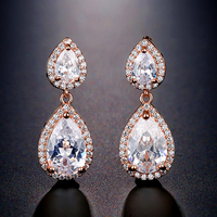 Boucles d'oreilles clous en zircon pour femme RAKOL EP1068, plaquées argent/or, tendance, certifiées par un tiers, pour mariage et mariée