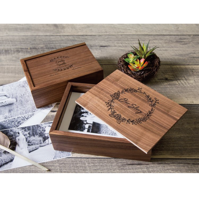 4x6 Wood Memory Box Wedding Photo Storage Photography Presentation Box Wood Greeting Cards Storage Box