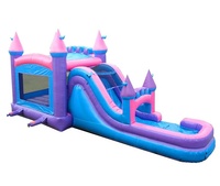 Mega Pink Slide air bouncing rumah Kombo Dengan Kolam tiup kastil pantul dengan perosotan air