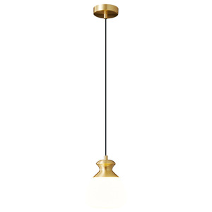 Nordic Style Single Pendant Light Brass Glass Chandelier for Bedroom Hotel Room Living Room <b>Side</b> Table 3000K Color Temperature - Product Image 1