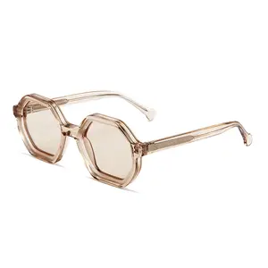 Óculos de sol Figroad de polígono irregular com armação pequena, óculos de sol em material de acetato para mulheres, óculos de sol legal para emagrecer e estilo menina